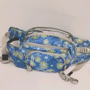 Jansport Blue Floral Travel Bag Belt Bag